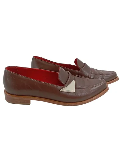 Daniel Hechter Damen Slipper Loafer Schuhe Leder Braun Gr. 35 Klassisch