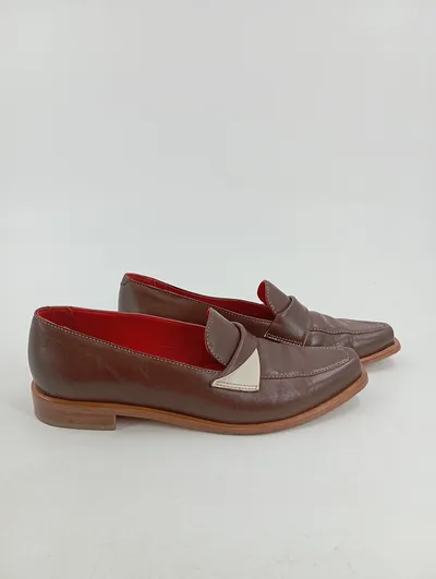 Daniel Hechter Damen Slipper Loafer Schuhe Leder Braun Gr. 35 Klassisch
