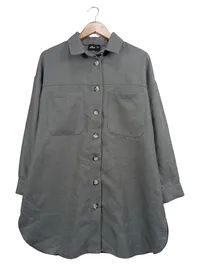 Alia Damen Overshirt Hemdjacke Gr. 44/XXL Grau Langarm Knopfleiste 1