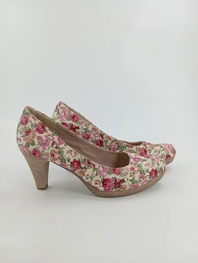 MARCO TOZZI Damen Pumps Gr. 40 Mehrfarbig Blumenmuster Feminin Elegant