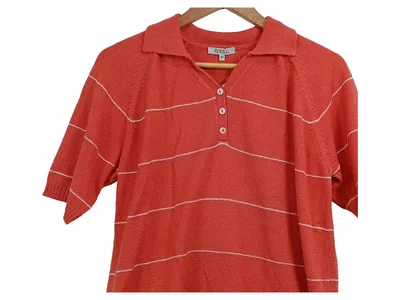 Barisal Damen Poloshirt Gr. 42/XL Orange Gestreift Casual Kurzarm