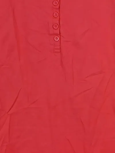 Okay Damen Top Ärmellos Baumwolle Knopfleiste Rot Gr. 44 XXL