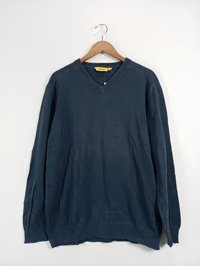 Camel Active Herren Pullover V-Ausschnitt Gr. 50/L Blau Casual