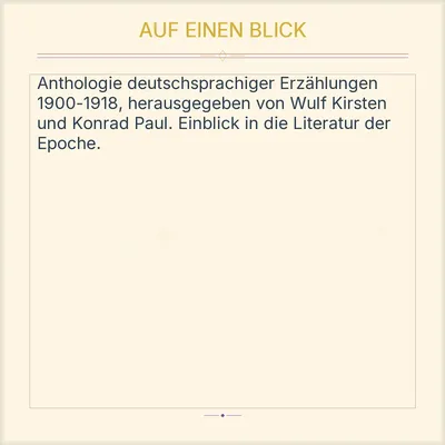 Deutschsprachige Erzählungen 1900-1945 Band 1 Harmonie Aufbau-Verlag 1981