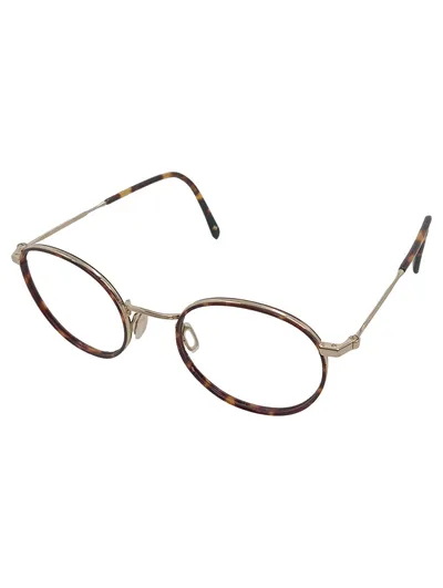 DICK MOBY Brillengestell Damen Herren Braun Gold Metall Schildpatt Oval