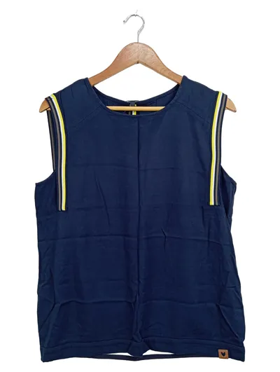 Sesto Damen Top Bluse Gr. 38 Blau Ärmellos Viskose Casual