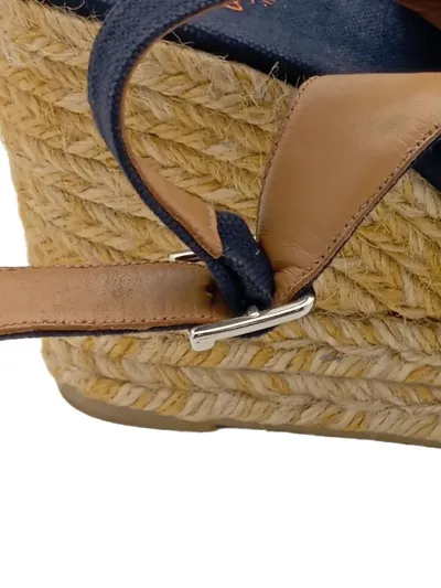 Castañer Damen Espadrilles Keilabsatz Gr. 40 Navy Blau Jute Wedge Sandalen