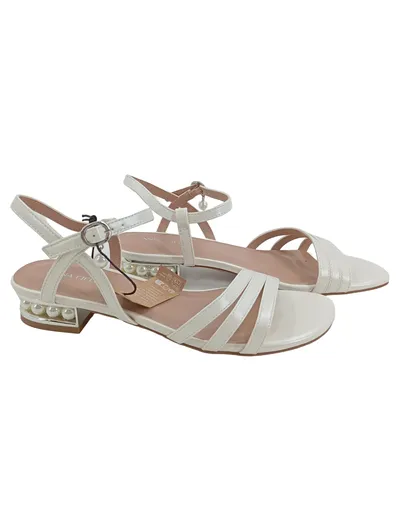Anna Field Damen Sandaletten Elegant Weiß Gr. 39 Perlenabsatz
