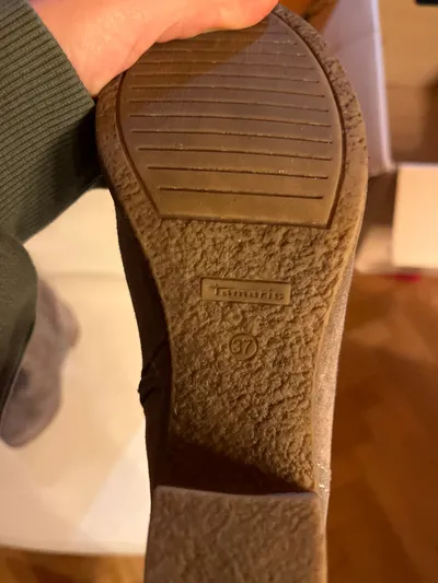Tamaris Damen Stiefelette Gr. 37 Grau Wildleder Blockabsatz Casual