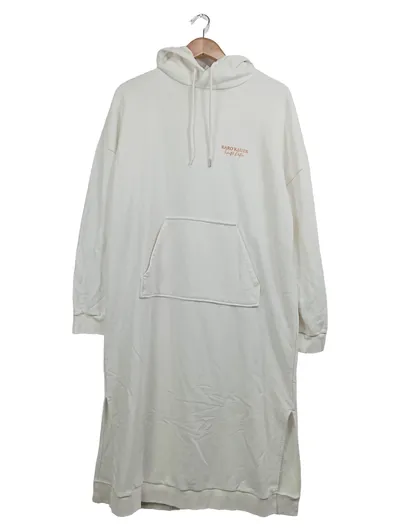 Karo Kauer Damen Hoodie Kleid Gr. 38/M Weiß Casual Langarm