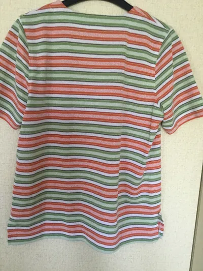 Barisal Damen Hemdbluse Gr. 42/XL gestreift Mehrfarbig Kurzarm