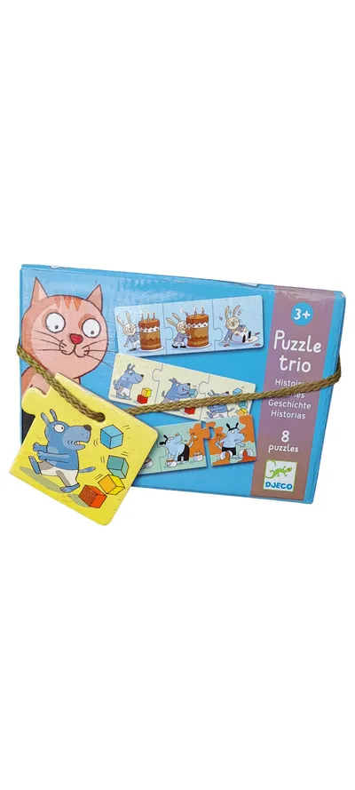 Djeco Puzzle Trio Histories Lernpuzzle 8 Puzzles ab 3 Jahren