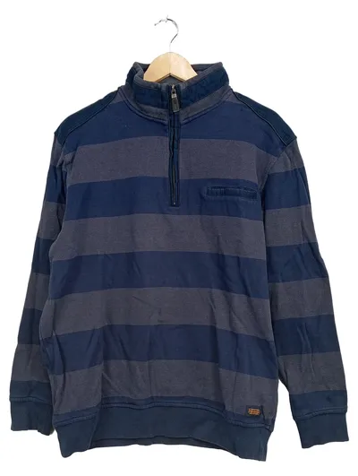 REDMOND Casual Herren Pullover Troyer Gr. XL Blau Gestreift Baumwolle