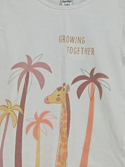 dopodopo T-Shirt Mädchen Gr. 86 Weiß Giraffe Palmen Natur