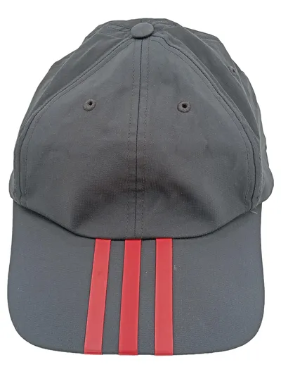 adidas Kappe Cap Grau Rot 3-Streifen Climalite Sportlich Unisex