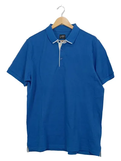 James & Nicholson Herren Poloshirt Kurzarm Blau Gr. L Baumwolle Casual