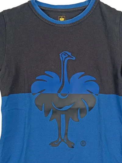 Engelbert Strauss Kinder T-Shirt Gr. 128 Schwarz Blau Straußenmotiv Casual