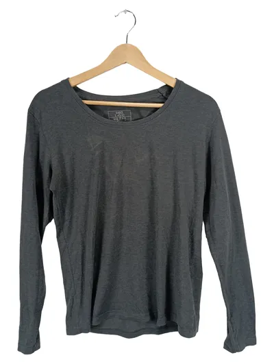 Basics Langarmshirt Herren Gr. L 40/42 Grau Meliert Baumwolle