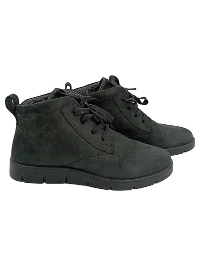 ECCO Damen Stiefelette Schwarz Nubuk Leder Gr. 36 Schnürung Gefüttert