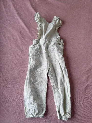 Tchibo Latzhose Mädchen 86/92 Rüschen Grün Baumwolle Leinen