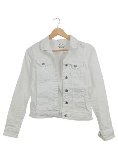 EDC Jeansjacke Damen Gr. 34/XS Weiß Casual Baumwolle