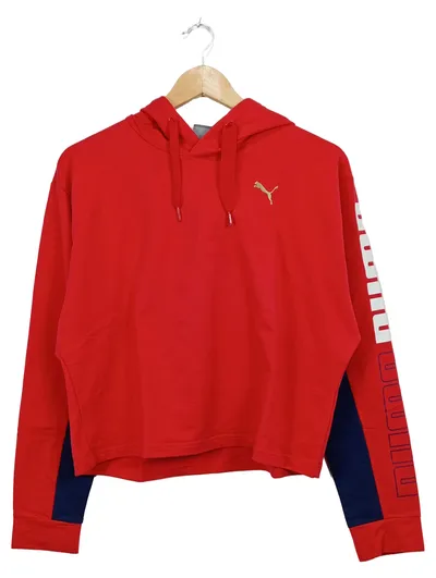PUMA Damen Hoodie Kapuzenpullover Rot Gr. M Sportlich Logo-Print