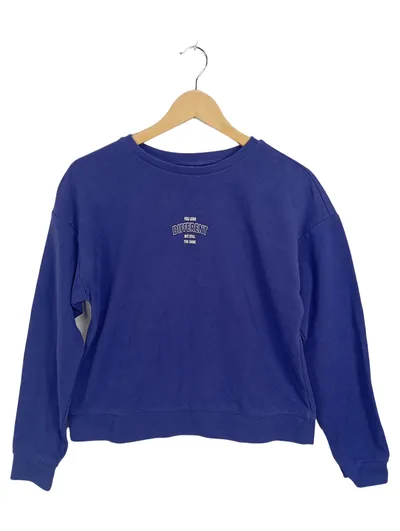 DF Young Damen Pullover Sweatshirt Blau Gr. M Schriftzug Casual