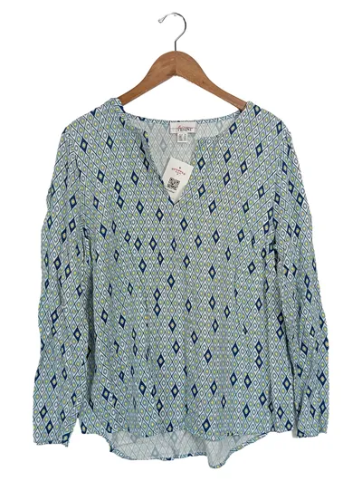 TESINI Damen Bluse Rautenmuster Mehrfarbig Gr. 40 Casual Langarm