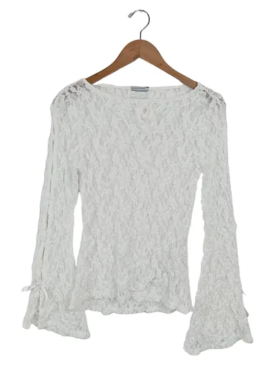 ASOS Design Damen Bluse Spitze Weiß Gr. 36/S Langarm Feminin