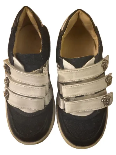 Young Versace Kinder Sneaker Low Gr. 27 Blau Weiß Klettverschluss