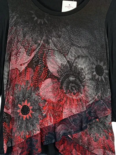 Desigual Damen Langarmshirt Blumenmuster Gr. M Viskose Modern