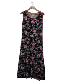 Angelle Milan Damen Sommerkleid XL Blumenmuster Schwarz Rosa Viskose 1