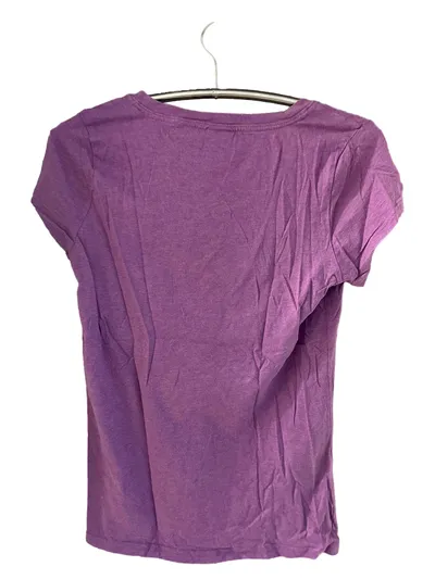 Buffalo Damen T-Shirt Gr. 42 Lila Casual mit Schriftzug & Strass