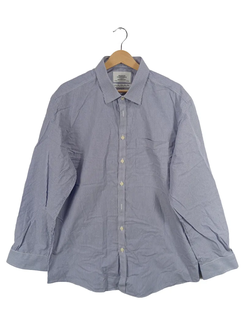 Charles Tyrwhitt Business Hemd Herren XL Blau Weiß Gestreift Baumwolle 2