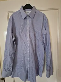 Charles Tyrwhitt Business Hemd Herren XL Blau Weiß Gestreift Baumwolle 6