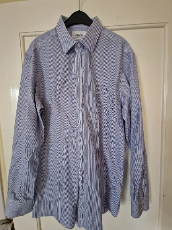Charles Tyrwhitt Business Hemd Herren XL Blau Weiß Gestreift Baumwolle 6