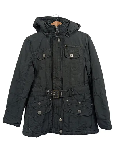 Street One Damen Leichte Jacke Schwarz Gr. 38/M Casual Kapuze Gürtel