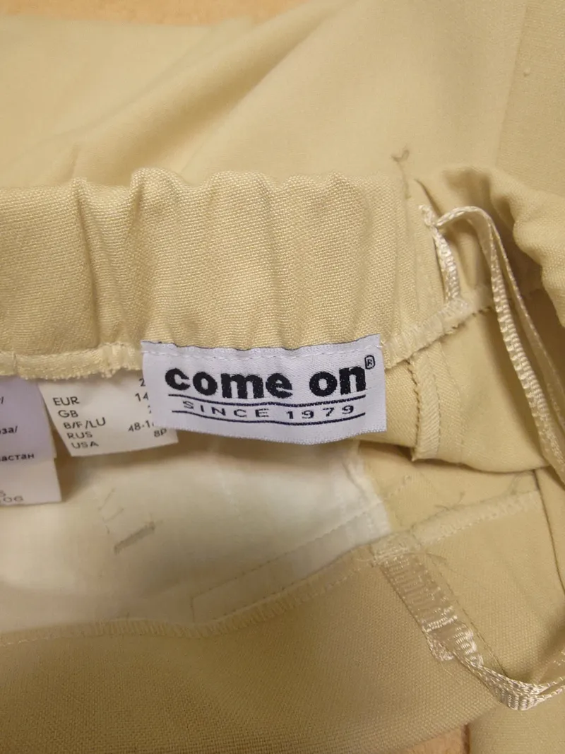 Come On Damen Anzughose Beige Gr. 40 Weites Bein Klassisch 2
