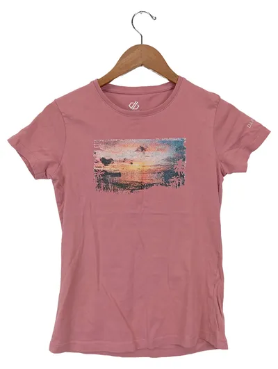 Dare 2b Damen Sport Shirt Rosa Gr. 34/XS Palmen-Sonnenuntergang-Print