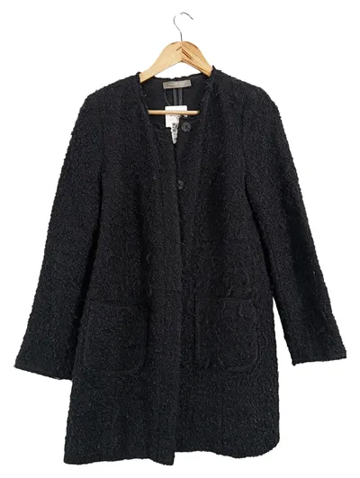 HALLHUBER Damen Klassischer Mantel Gr. 38 Schwarz Bouclé