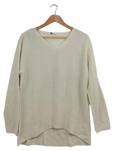 ever.me Damen Pullover Beige Gr. 40/L Casual Strick V-Ausschnitt