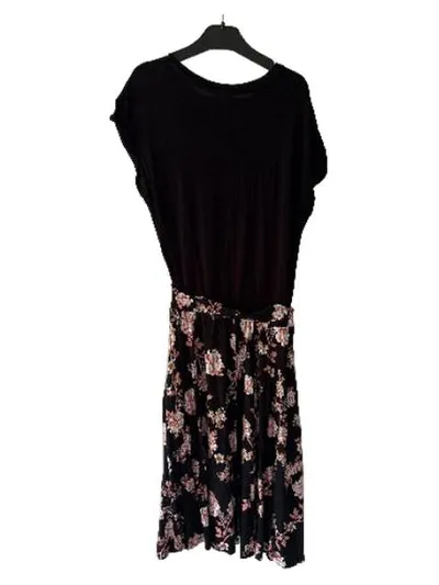 LASCANA Damen Kleid Gr. 34/XS Schwarz Blumenmuster Jersey Freizeitkleid