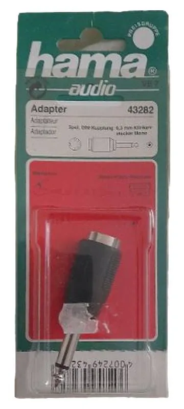 Hama Audio Adapter 43282 DIN Kupplung auf 6,3mm Klinkenstecker Mono Schwarz