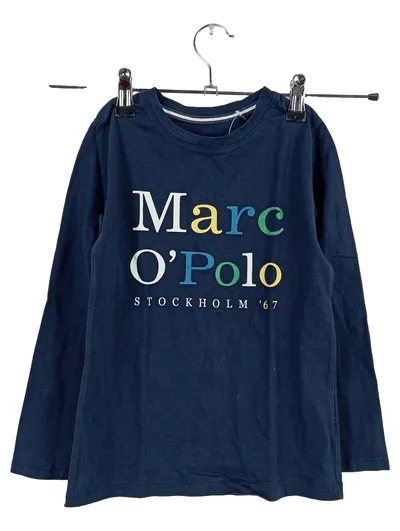 Marc O'Polo Langarmshirt Kinder Gr. 110 Blau Stockholm Logo Baumwolle