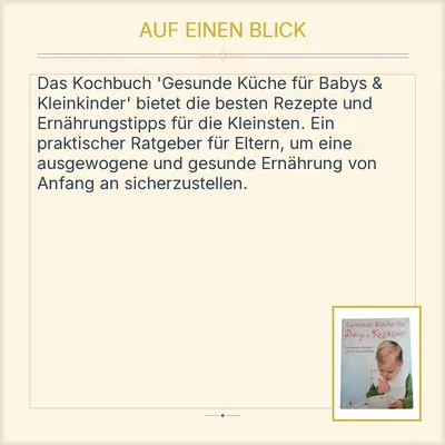 Gesunde Küche Babys Kleinkinder Kochbuch VGS Hardcover Deutsch Rezepte