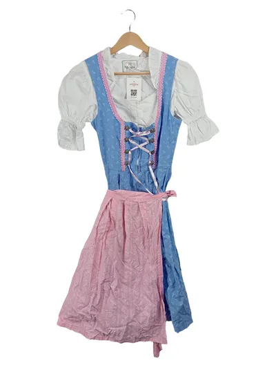 Edelnice Trachtenbluse Damen Gr. 34 Weiß Klassisch Rüschen Halbarm Baumwolle