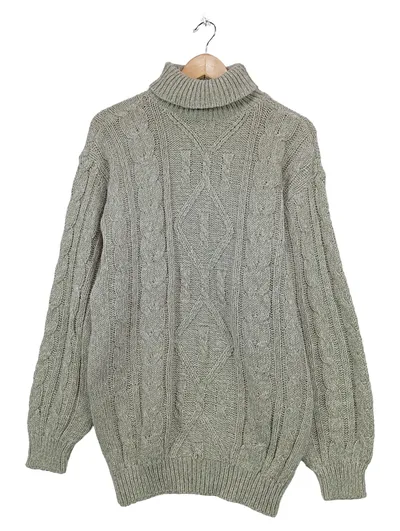 Canda Damen Pullover Rollkragen Zopfstrickmuster Grau Gr. S
