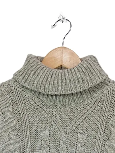 Canda Damen Pullover Rollkragen Zopfstrickmuster Grau Gr. S