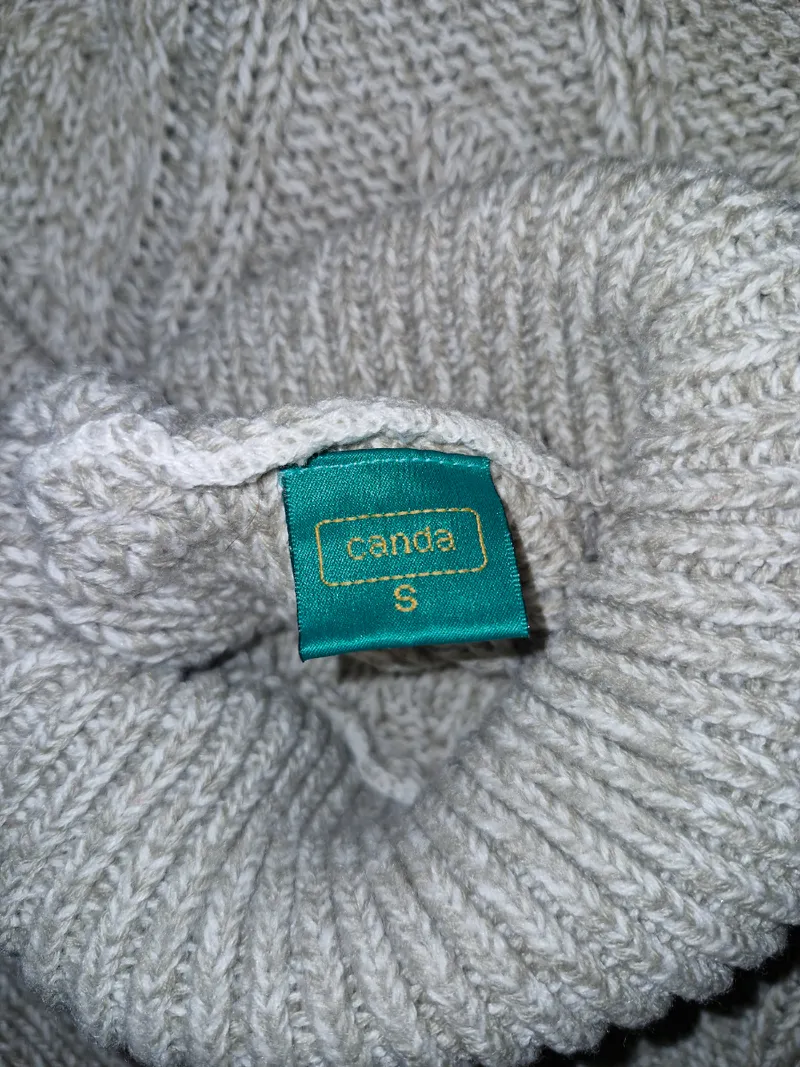 Canda Damen Pullover Rollkragen Zopfstrickmuster Grau Gr. S 4