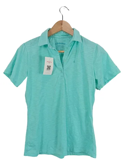 Schöffel Damen Poloshirt Gr. 36/S Türkis Meliert Outdoor Sport